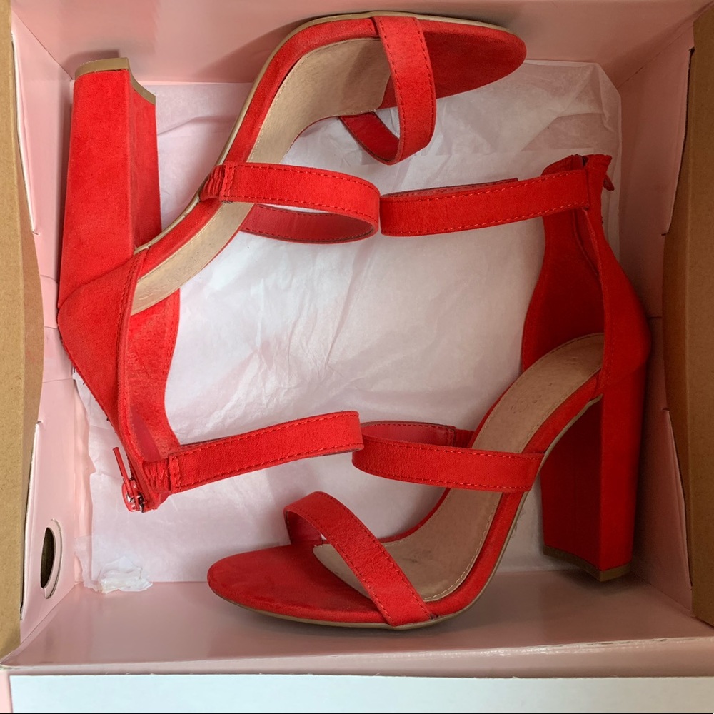 Charlotte Russe Red Suede Block Heels size 6